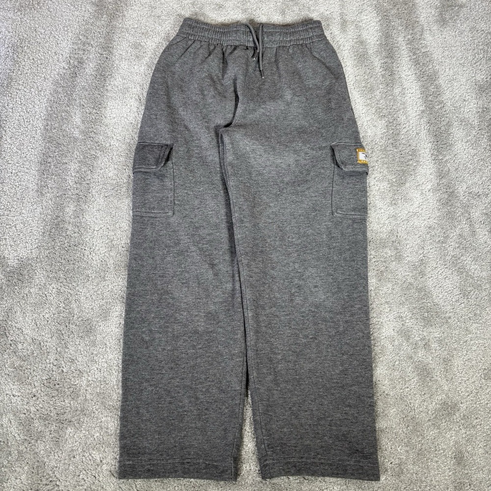 Nike 3Brand Sweatpants Youth Boys M Gray Fleece Cargo Straight Open Hem Baggy